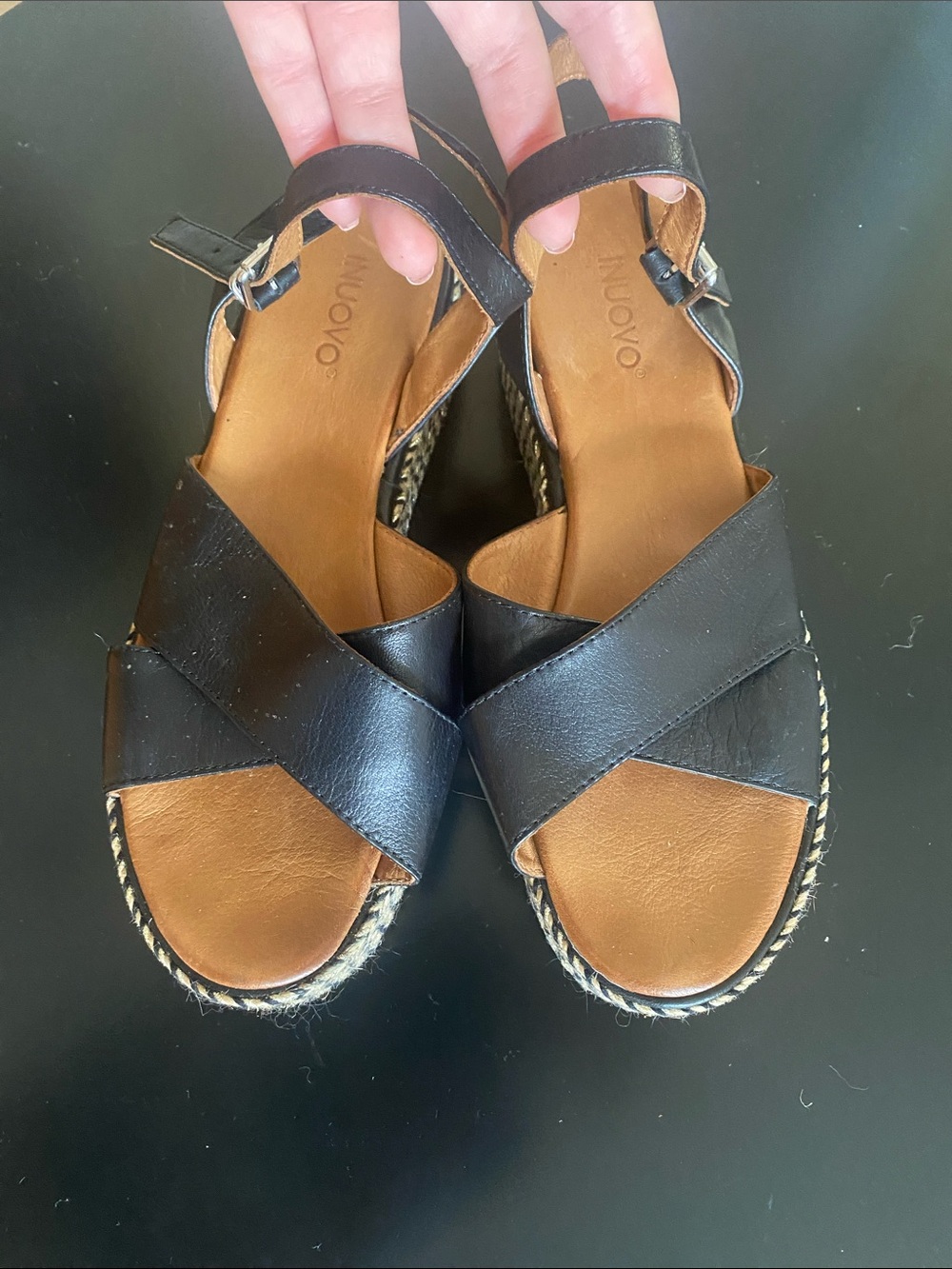 Black Cross-Strap Womens Sandals by INUOVO
